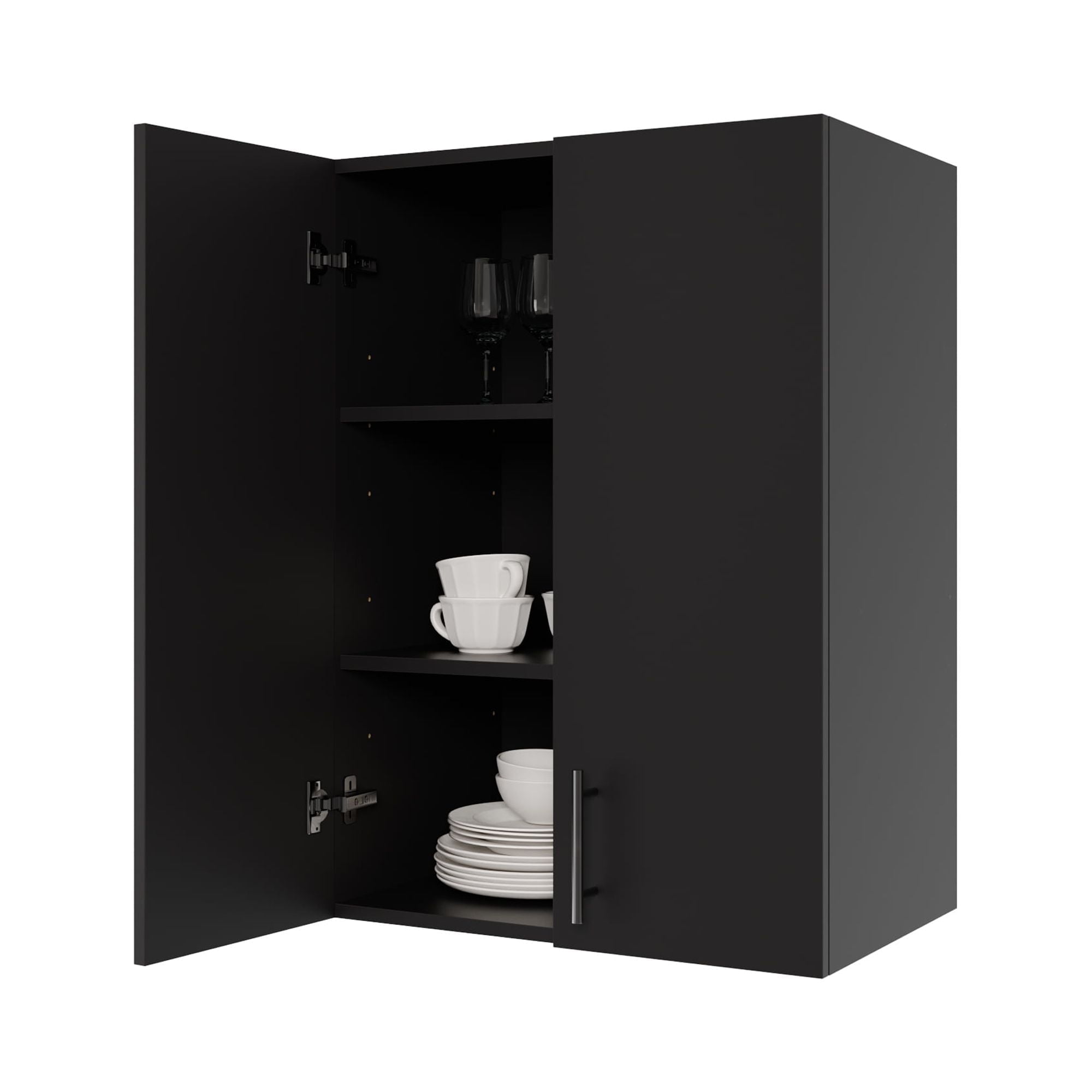 "JPND Solid Wood Wall Cabinet, Double Doors, Adjustable Shelves, 24""W ...