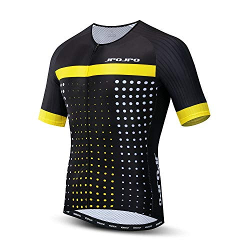 JPOJPO Men's Cycling Jersey - Short Sleeve Bike Shirt With 3 Back Pockets, Reflective, Moisture Wicking