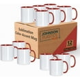 thumbnail image 1 of JPPlus 11oz Sublimation Mugs with Colored Handles & Interiors | Tazas para Sublimar, Bulk Mugs for Custom Designs & Branding | White Mugs Set of 12 or Case of 36- Red (12), 1 of 8