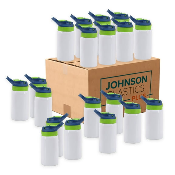 JPPlus 12oz Sublimation Water Bottle Blank Stainless Steel with Straw. Perfect for Kids. Easy-Grip Design. Sublimation Ready (30, Blue & Green))
