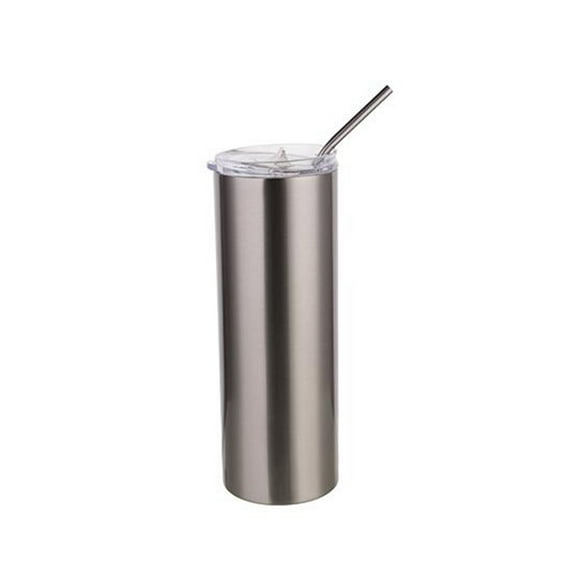 JPPlus 20oz Stainless Steel Tumbler for Sublimation Customization Ready Includes Lid and Metal Straw. Great for Gifts Branding and Everyday Use (1, Stainless Steel)
