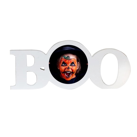 JPPlus Sublimation Halloween White Coated Wood Word Blocks Décor for Halloween. Sublimation Ready with 3.74” Plate (Boo)