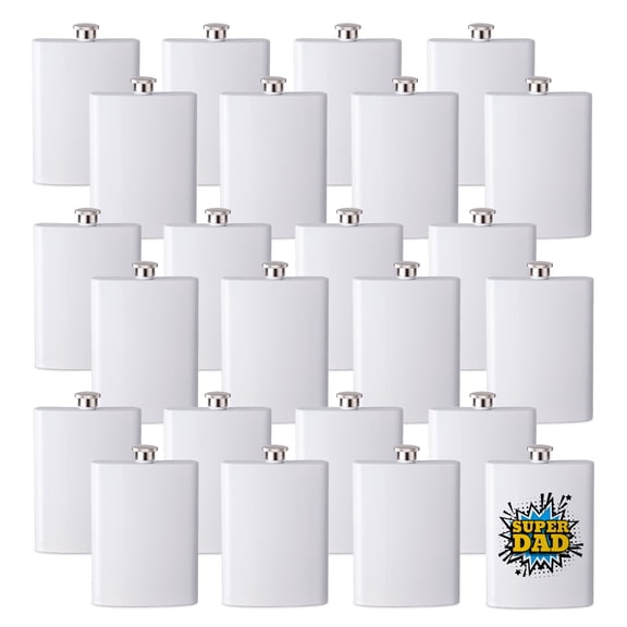 JPPlus White Sublimation Flask Blanks Perfect for Custom Groomsmen Gifts, Wholesale Sublimation Gifts. Bulk Flasks for Sublimation (White (Case of 60))