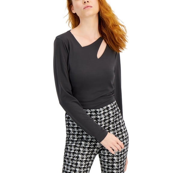 JPR Studio Asymmetric Cutout Top Heather Charcoal M