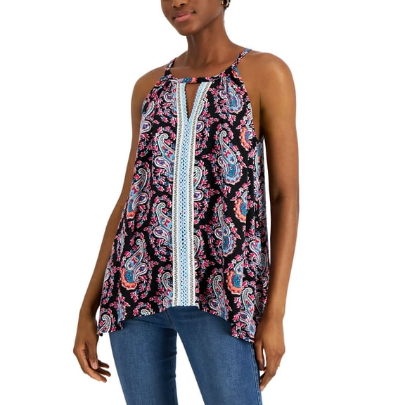 JPR Studio Crochet Trim Sleeveless Top Black Persian XS