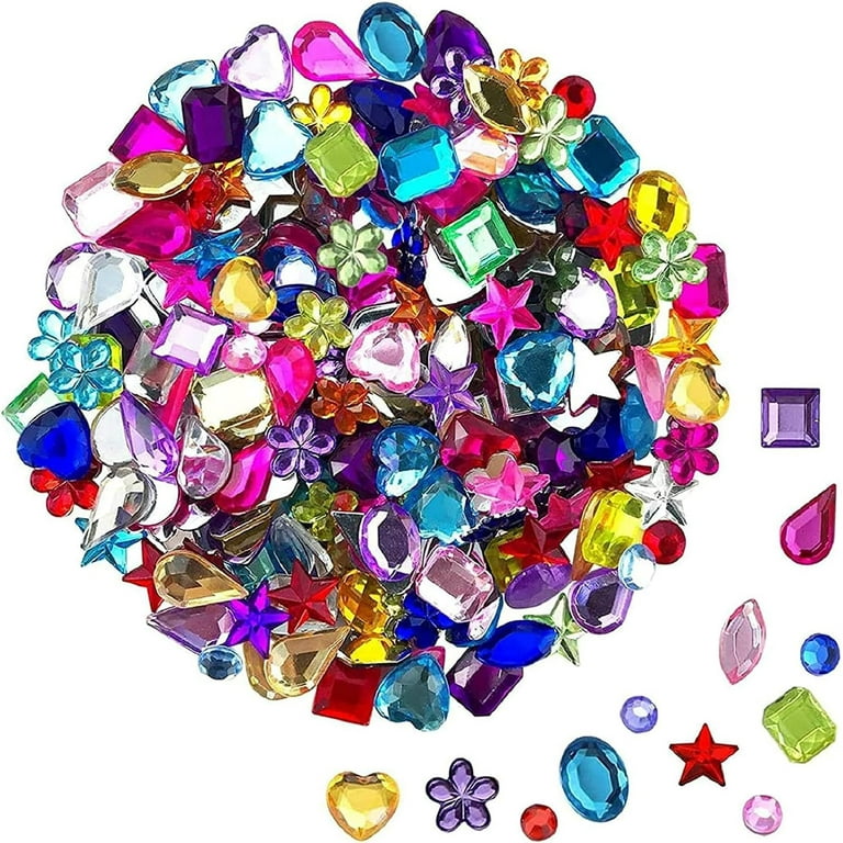 JPSOR 600pcs Gems Jewels for Crafts, Acrylic Flatback Rhinestones for  Halloween Pirate Party Decorations, Crafting Embellishments Gemstone (6  Shapes
