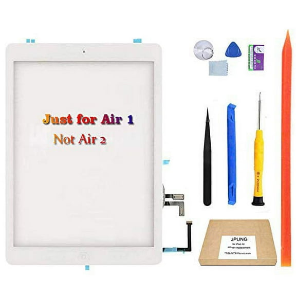 JPUNG Touch Screen Replacement for iPad Air 1st Generation Digitizer,Only for A1474 A1475 A1476, with Home Button, Full Repair Kit, Camera Holder