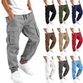 thumbnail image 1 of JPVDPA Boys Uniform Cargo Pants Elastic Waist Drawstring Pull On Joggers Back to School Clothes Blue 14-15Years, 1 of 8