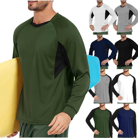 JPVDPA Men's Long Sleeve Base Layer Shirts Quick Dry Undershirts Workout Hiking Camping Athletic Top Army Green M