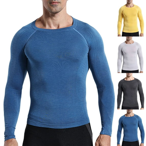 JPVDPA Mens Compression Shirt Long Sleeve, Athletic Sports Base Layer Tops, Cold Weather Undershirt for Running Workout Gym Black L