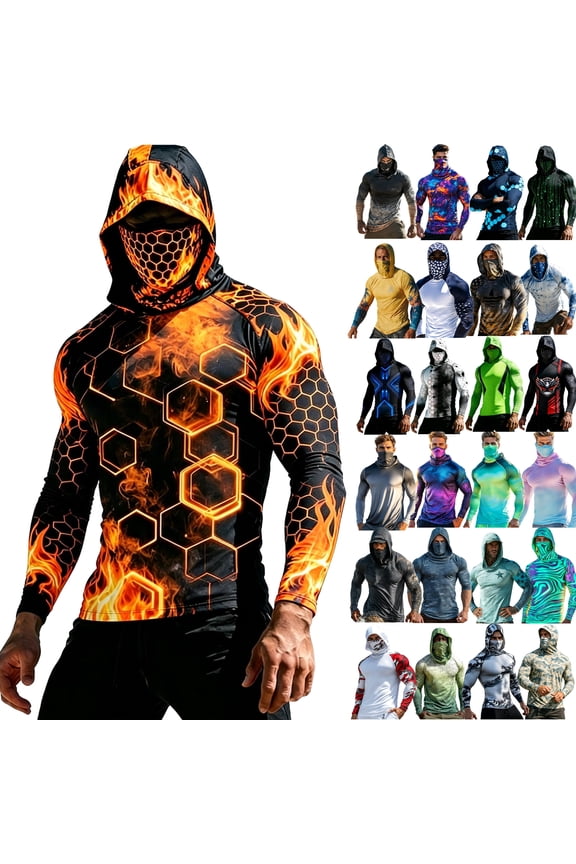 Sun Hoodie UPF 50+ Shirts Long Sleeve Rash Guard Sun Shirts for Men Fishing Hiking Surfing Swimming Tops Khaki XXXL