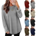 thumbnail image 1 of JPVDPA Tunic Tops for Women Waffle Knit Long Sleeve Shirts Lightweight Crewneck Pullover Dressy Casual Blouses with Curved Hem Black S, 1 of 9