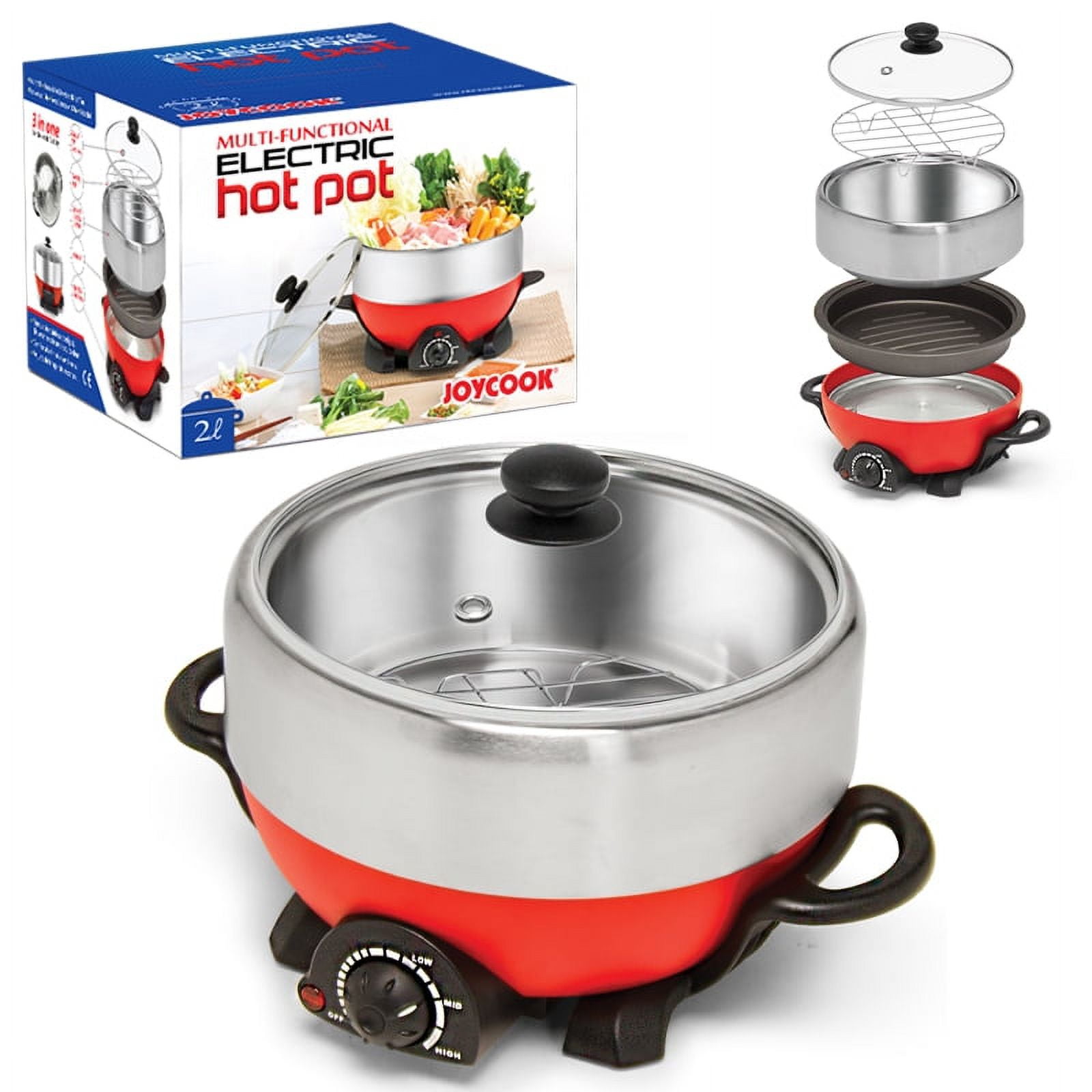 JPYCOOK 2L Electric Hot Pot & Grill Combo Multifunctional, Perfect for BBQ and Cooking for 12