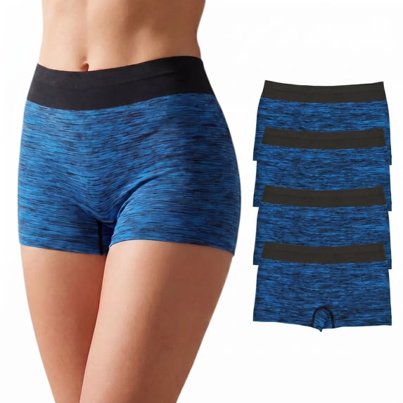 JQ 4Pack Womens Boyshort Panties Seamless Underwear Stretch Boxer Briefs Anti-Odor Copper Yarn
