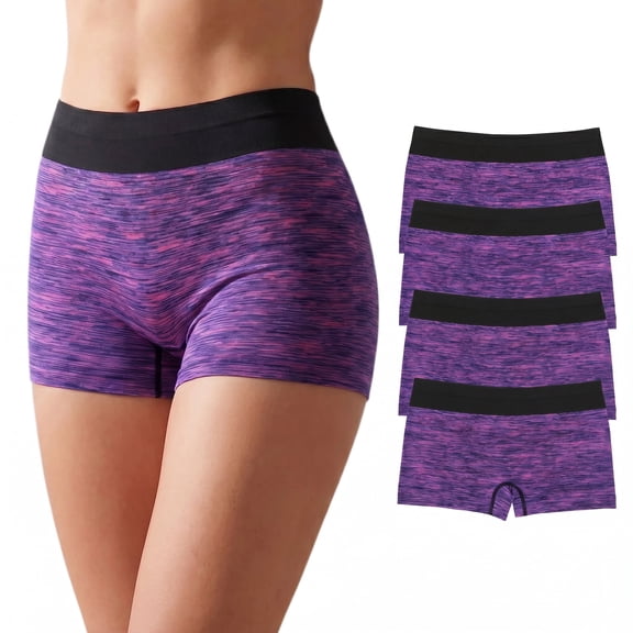 JQ 4Pack Womens Boyshort Panties Seamless Underwear Stretch Boxer Briefs Anti-Odor Copper Yarn