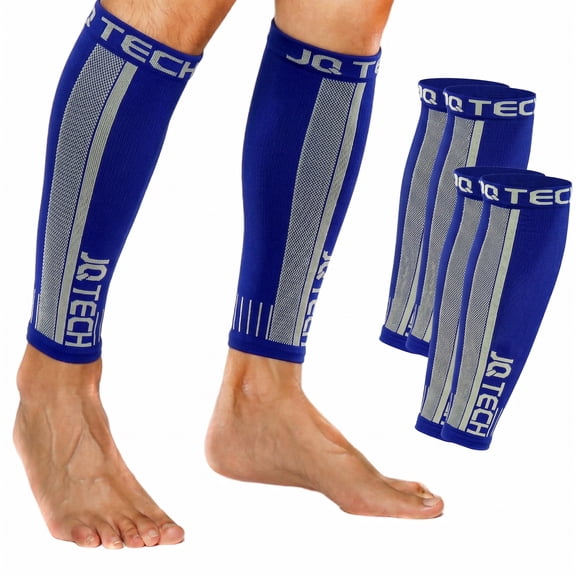 JQ Copper Calf Compression Sleeves for Runners Cyclists Shin Splints Support Muscle Fatigue Relief 2Pack