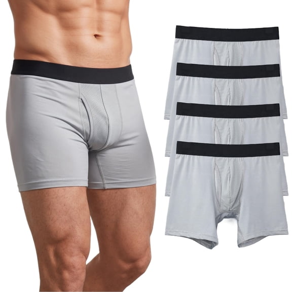 JQ Men's Boxer Briefs 4Pack – Moisture Wicking Anti Odor Underwear with Copper Infused No Ride Up