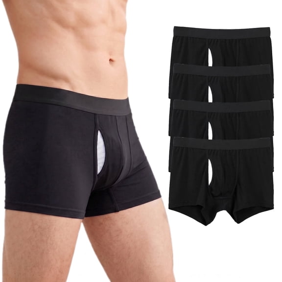 JQ Men's Cotton Boxer Briefs Anti Chafing Underwear with Anti-Odor Copper for Daily Wear 4Pack