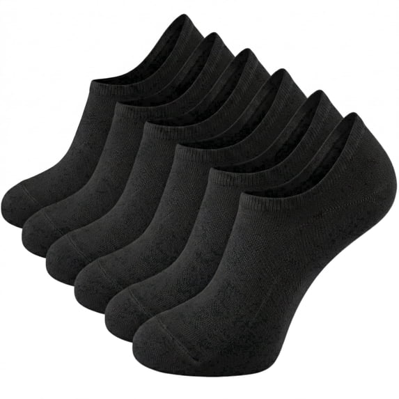 JQ No Show Socks Women Men - Low Cut Anti-skid Athletic Running Casual Invisible Socks Soft & Durable 6 Pairs-Black