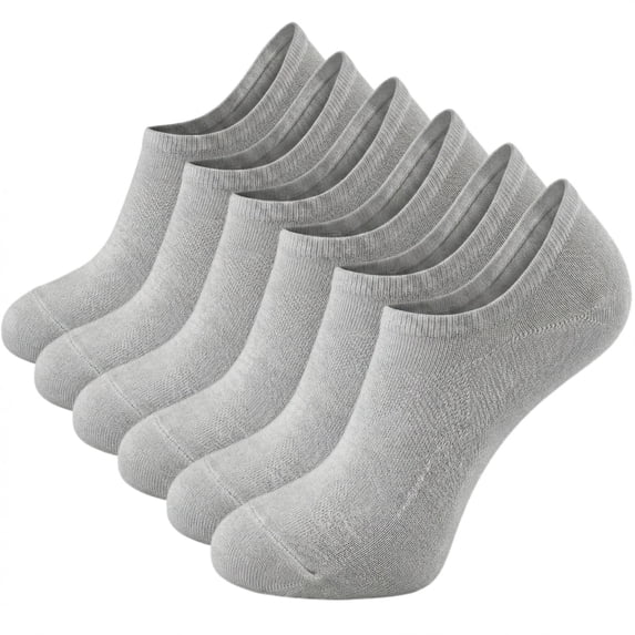JQ No Show Socks Women Men - Low Cut Anti-skid Athletic Running Casual Invisible Socks Soft & Durable 6 Pairs-Grey
