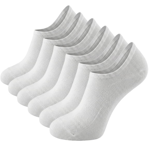 JQ No Show Socks Women Men - Low Cut Anti-skid Athletic Running Casual Invisible Socks Soft & Durable 6 Pairs-White