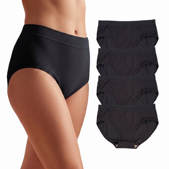 JQ Womens High Waist Bamboo Viscose Panties 4Pack Copper-Infused Briefs Odor-Free Soft Breathable Underwear