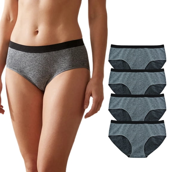 JQ Womens Seamless Underwear, Mid Waist Nylon Briefs with Anti-Odor Copper Technology,4Pack