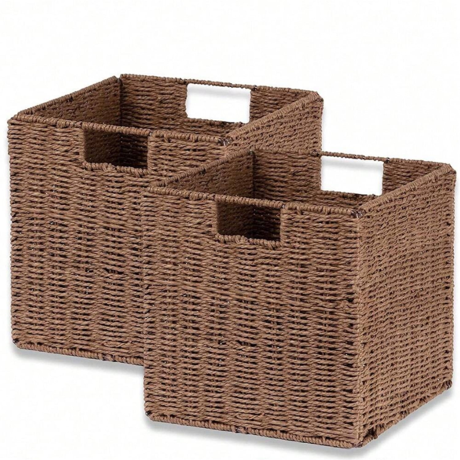 JQDWMDLX 2 Pcs Storage Basket,Hand-Woven Paper String Storage Baskets ...