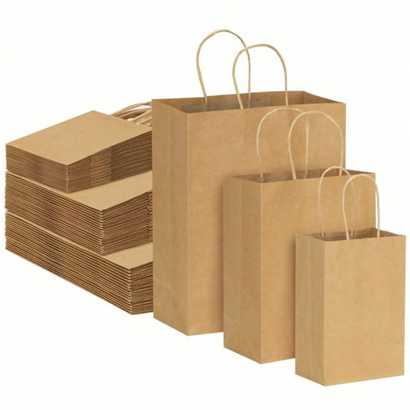 JQDWMDLX 45pcs Kraft Paper Gift Bags with Handles, Mixed Size Bulk Paper Bags Gift Merchandise Bags Business, Shopping, Retail, Birthday Organisation,Mother's Day Gift Bag, Brown