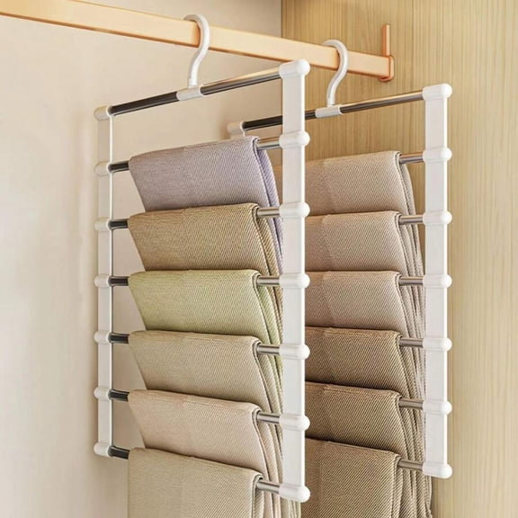 JQDWMDLX 5pcs Trouser Rack Tie Belt Storage Rack Foldable Trouser Rack Space-Saving for Multi-Legged Stainless Steel Leg Metal Hanger for Pants, Jeans, Leggings, Slacks, Garment Rack
