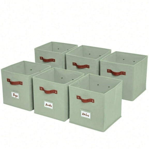 JQDWMDLX 6pcs 11" Cube Storage Bins Collapsible Storage Basket | Fabric Closet OrganizersGreen