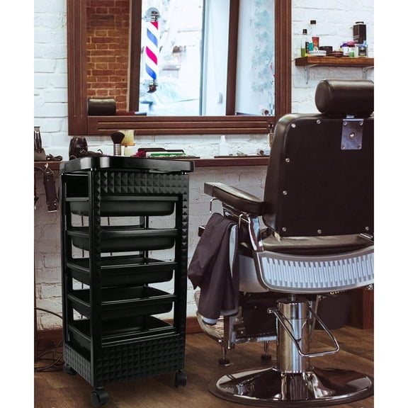 JQDWMDLX Beauty Salon Trolley Cart with Wheels, 5 Removable Drawers Multipurpose Mobile Storage Station for Stylist, Beauty, Tattoo, Hairdressing