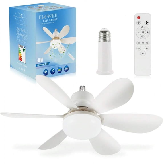 JQDWMDLX Ceiling Fans with Lights and Remote Control 20 Inch Low Profile Socket Fan Light with 6 Reversible Blades 3 Speeds Ceiling Fan for Bedroom Living Room Dining Room