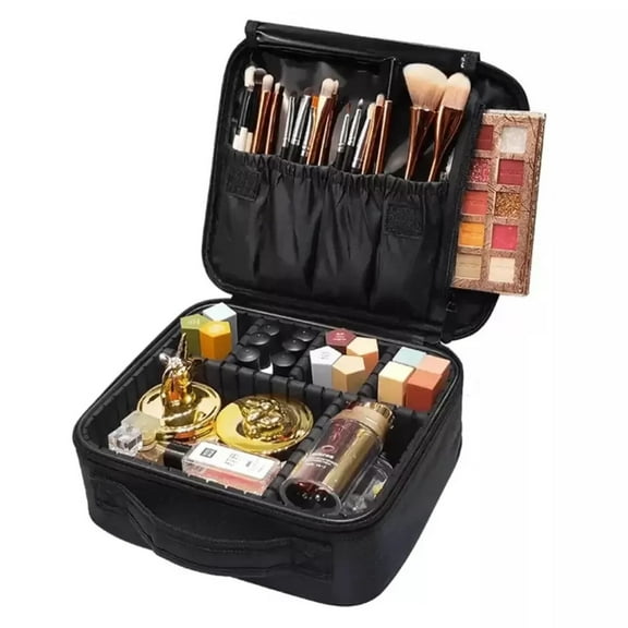 JQDWMDLX Portable Multifunctional Makeup Organizer Box for Women With Dividers, Suitable for Cosmetics Brushes Toiletry Jewelry Digital Accessories(Black)