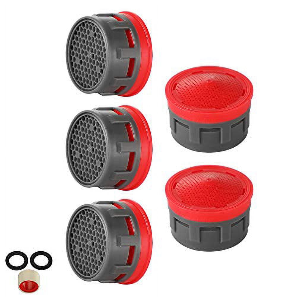 Standard Size Red and Black Plastic Faucet Aerator 5-Pack