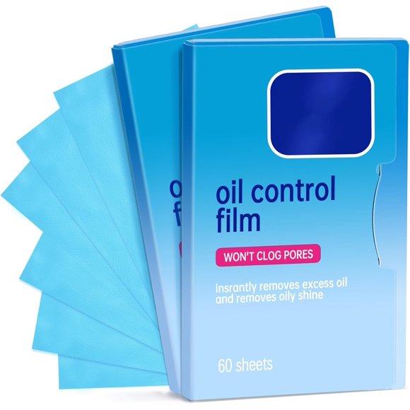 JQQA 2 Pack of Facial Blotting Paper (120 sheets) - Oil blotting paper for oily skin, suitable for makeup and portable oil wipes,120 Count (Pack of 2),Blue