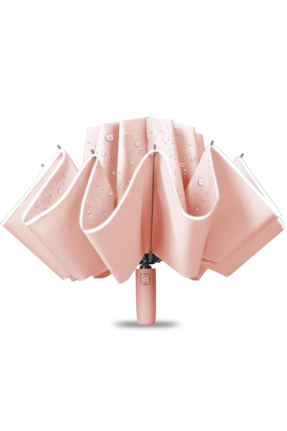 Compact Travel Umbrella, Portable Reverse Folding Car Umbrella, Large Windproof and Waterproof Inverted Umbrella, Automatic, 10 Ribs