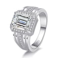 thumbnail image 1 of JQUEEN 4CT Mens Moissanite Ring 925 Sterling Silver White Gold Plated Moissanite Wedding Band, 1 of 5