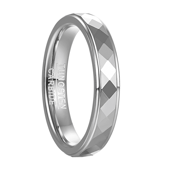 JQUEEN 4mm Gold/Silver/Gunmetal Faceted Two Tone Tungsten Wedding Ring for Women Size 5-9