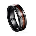 thumbnail image 1 of JQUEEN 8mm Black Tungsten Ring Plating Inlaid Veneer Laser Pattern Engagement Rings, 1 of 5