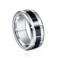 thumbnail image 1 of JQUEEN 8mm Black Tungsten Ring Polished Both Sides Frosted Engagement Rings, 1 of 5