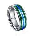 thumbnail image 1 of JQUEEN 8mm Blue Opal Dome Silver Tungsten Carbide Ring Malachite Wedding Bands Ring, 1 of 5