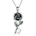 thumbnail image 1 of JQUEEN 925 Sterling Silver Rose Necklace for Women Created Opal Flower Pendant Neckalce Cable Chain Length18'' Personalized Jewelry Birthday Gift for Lady, 1 of 5