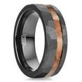 thumbnail image 1 of JQUEEN Black Tungsten Rings for Men Whiskey Barrel Wood Inlay 8mm Wedding Bands Brushed Finish Comfort Fit Size 7-12, 1 of 5