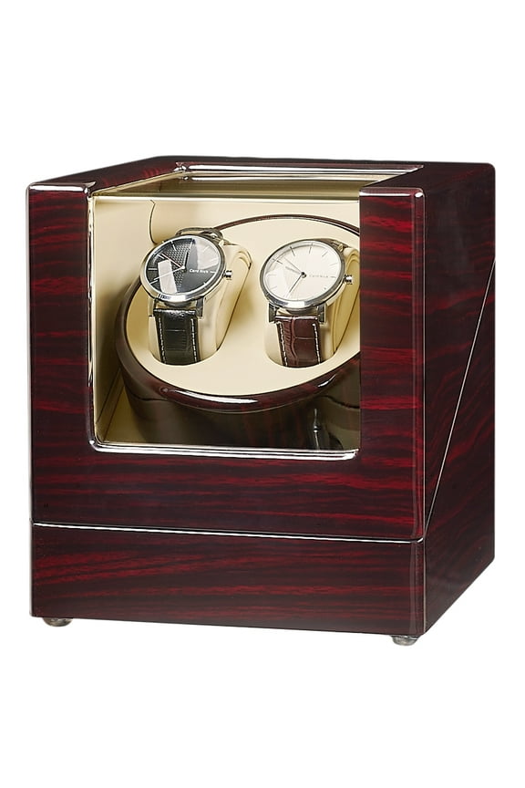 Double Watch Winder with Quiet Motor, Ebony Wood Paint Watch Winders for Automatic Watches