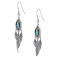 thumbnail image 1 of JQUEEN Feather Dangle Earrings for Women 925 Sterling Silver Earring Labradorite Earrings with Boho Vintage Leaf Feather Earrings, 1 of 5