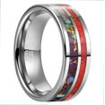 thumbnail image 1 of JQUEEN Flat 8mm Coral Purple Turquoise Polished Finish Silver Tungsten Weddng Ring Size 7-12, 1 of 3