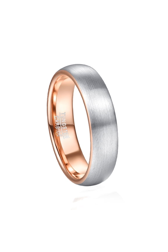 Men's 6mm Rose Gold Plated Tungsten Carbide Rings Size 7-12