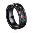 thumbnail image 1 of JQUEEN Men's 8mm Hammer Pattern Inlaid Tungsten Carbide Rings Black Sand Bottom Fire Color Broken Opal Engagement Rings, 1 of 5