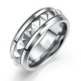 thumbnail image 1 of JQUEEN Mens Tungsten Rings 925 Sterling Silver Pyramid Inlay 8mm Ring Beveled Edge Comfort Fit, 1 of 5